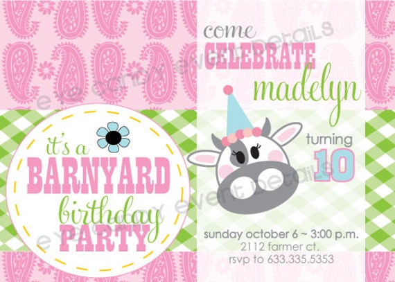 BARNYARD Birthday INVITE - customized Birthday- FARM party - Printable Party Pack Collection Il_570xn