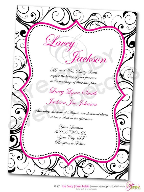 Damask Wedding Invite Wedding Rehearsal Invitation Bridal