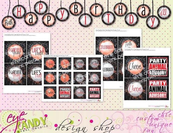 BIRTHDAY PARTY - Forever Young Happy Birthday PRINTABLE Party Pack Collection - Rocker birthday - Milestone birthday Il_570xn