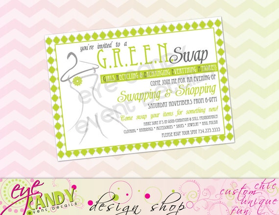 CLOTHING SWAP Party INVITE - Shopping Party - Swap n Shop -diy Printable Party - Fashion Swap - Recycle Party - Il_570xn