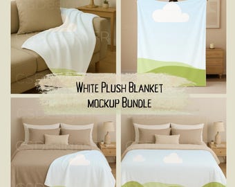 Blanket Mockup Bundle with Drag and Drop, Canva Editable Template