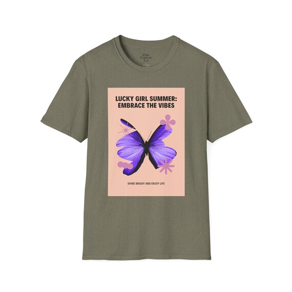 Lucky Girl Summer T-Shirt: Embrace the Vibes, Unisex Graphic Tee, Butterfly Design, Summer Wardrobe Essential, Fun Fashion for Events