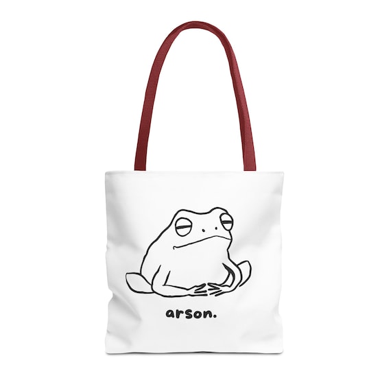 Funny Frog Arson Tote Bag - Meme-Inspired Minimalist Aesthetic Bag - Gen Z Dark Humor Gift - Eco-Friendly Canvas Tote for Her