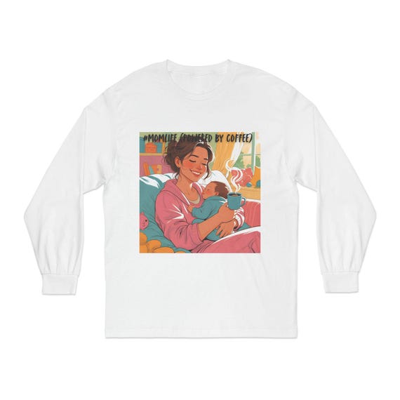 Coffee-Loving Mama Long Sleeve T-Shirt, Cozy Gift for Moms, Mother's Day Apparel, Parenting Humor Shirt, Relaxed Fit Tee