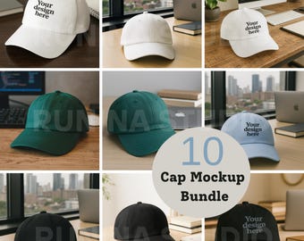 Yupoong Classic Dad Cap Mockup Bundle: Black, White & Spruce (Digital Download)