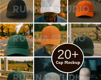 Halloween Cap Mockup Bundle: Fall Baseball Hat, Yupoong 6245