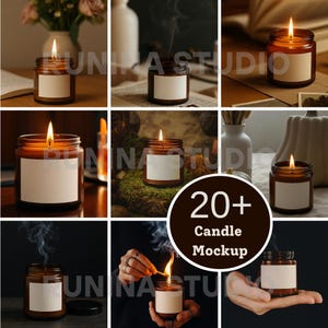 Jar Candle Mockup Bundle, 9 Oz Candle Mockups, Jar Candle Mockup, printify Candle Mockup,  Amber Glass Candle Label Mockup, Candle Mockup