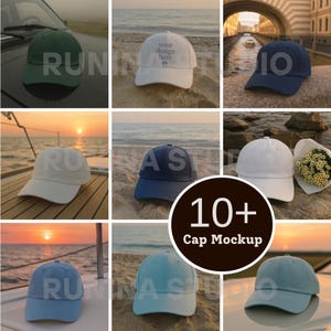 Beach Cap Mockup Bundle, Baseball hat mockup, fall cap mockup, Classic Dad Cap mockup, fall Cap Mockups, summer Yupoong 6245 Mockup