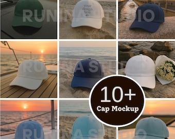 Beach Cap Mockup Bundle: Yupoong 6245 Dad Hats (Digital Download)
