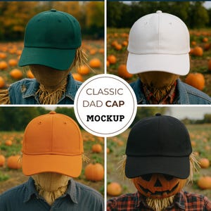 Halloween cap mockups, Baseball hat mockup, fall cap mockup, Classic Dad Cap mockup, fall Cap Mockups, halloween Yupoong 6245 Mockup,
