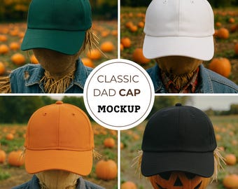 Halloween Dad Cap Mockup: Yupoong 6245, Pumpkin Patch Theme (JPEG Files)