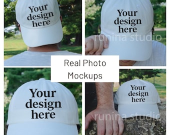 White Dad Cap Mockup: Yupoong YP Classic (Digital Download, 4 JPEGs