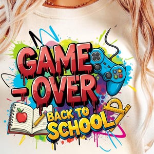Game Over Back to School PNG: Controller Design (300 DPI, 4500x5000 px)