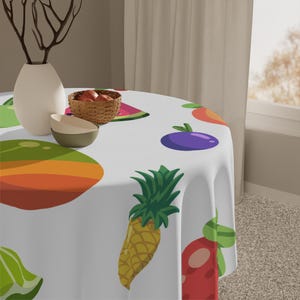 Colorful Fruit Tablecloth | Vibrant Dining Decor, Kitchen Table Cover, Picnic Essential, Summer Celebration, Fruit Party Supplies