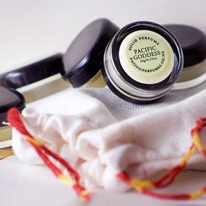 Solid Perfume Samples with Handmade Cotton Pouch 8 piece Set