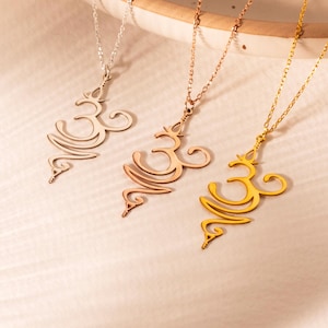 Sanskrit Breathe Necklace – Om Yoga Symbol Pendant – 925 Silver, Gold Plated – Spiritual Jewelry Gift for Yogi – Meditation Necklace