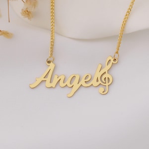 Personalized Music Note Name Necklace – Custom Treble Clef Pendant for Music Lovers – Gift for Singer, Musician, or Music Teacher