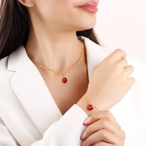 Pomegranate Necklace • Pomegranate Set • Persephone Jewelry • Costume Accessories • Fruit Jewelry • Charm Bracelet • Yalda Day Gift