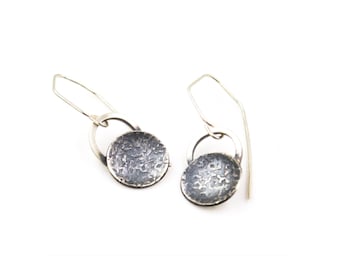 Hammered Silk - Sterling Silver - Disk Earrings