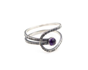 Sterling Silver - Amethyst - Adjustable Ring