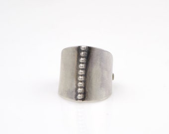 Small Sterling Silver Beaded Shield Ring