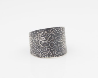 Floral Sterling Silver Cuff Ring