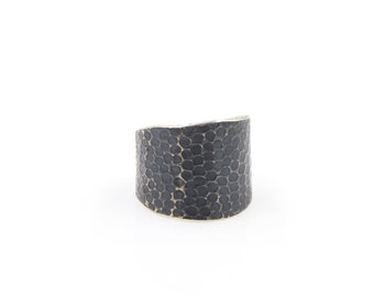 Pebble Pattern - Oxidized - Sterling Silver Cuff Ring