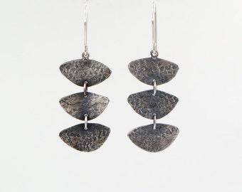 Sterling Silver Petal Trio Dangle Earrings