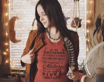 Camiseta recolectora, camiseta impresa a mano, fiebre del horizonte, camiseta de la naturaleza