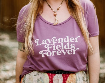 Lavender Fields Forever, Skyline Fever, Essential Oil Shirt, Hand Printed T Shirt