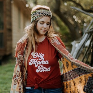 Oily Mama Bird, Hand Printed T Shirt, Skyline Fever, Oily Shirts