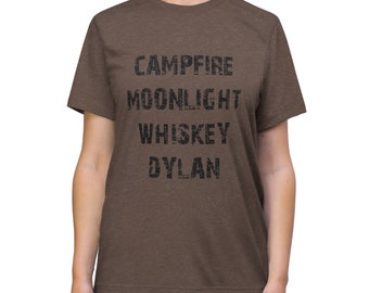 Campfire Moonlight Coffee Dylan Tee, Unisex Triblend Tee, Bob Dylan Tee