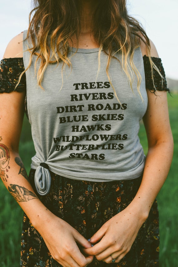 Great Outdoors Tank, Texas Tank Top, Hand Printed T Shirt, Skyline Fever, Country Roads
