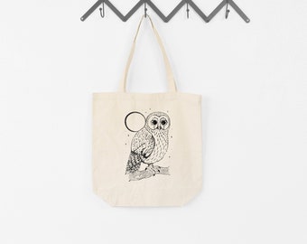 Luna Owl Cotton Canvas Tote Bag