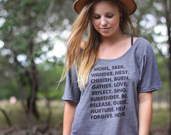 T-shirt ample Way of Life, Skyline Fever, Inspired Living, T-shirt imprimé à la main