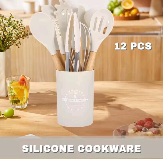 30-teiliges Silikon-Küchenutensilien-Set – Hitzebeständig Bis 230°C, Edelstahlgriffe, Mit Halterung