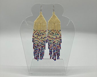 INDIE ATTIRE - Beaded Earrings - Multi Colored and White