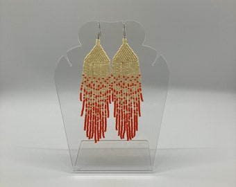 INDIE ATTIRE - Beaded Earrings - Orange and White