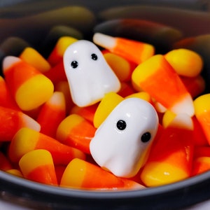 Spooky and Cute Miniature Polymer Clay Ghost Sculpture - Perfect for Halloween Decor!
