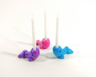 Narwhal Birthday Candle Holder Cake Topper
