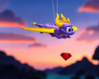Spyro Flying Ornament Reaching for a Gem