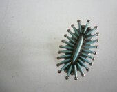 Vintage Sterling Turquoise Ring Petite Point Zuni Ring Statement Ring Handmade Ring Native American Ring Signed L.C.Waatsa Needlepoint Ring