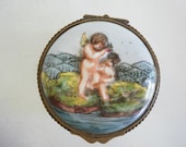 Vintage Italian Capodimonte Porcelain Trinket Box Hand Painted Italian Porcelain Small Box - cherubs Putti Trinket Hinged Box