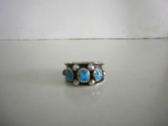 Vintage Sterling Silver Turquoise Ring Navajo Turq