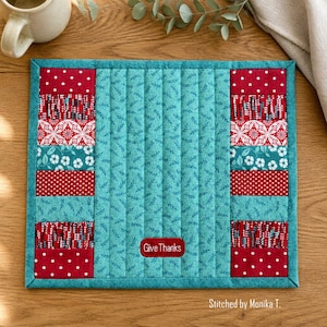 Broderidesign med quiltad bordsunderlägg i In the Hoop för 8x12-ringar