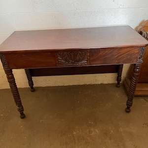 Antique Mahogany Console Table with Carved Acanthus Apron, Circa 1830. Local Pickup Only – No Shipping Available