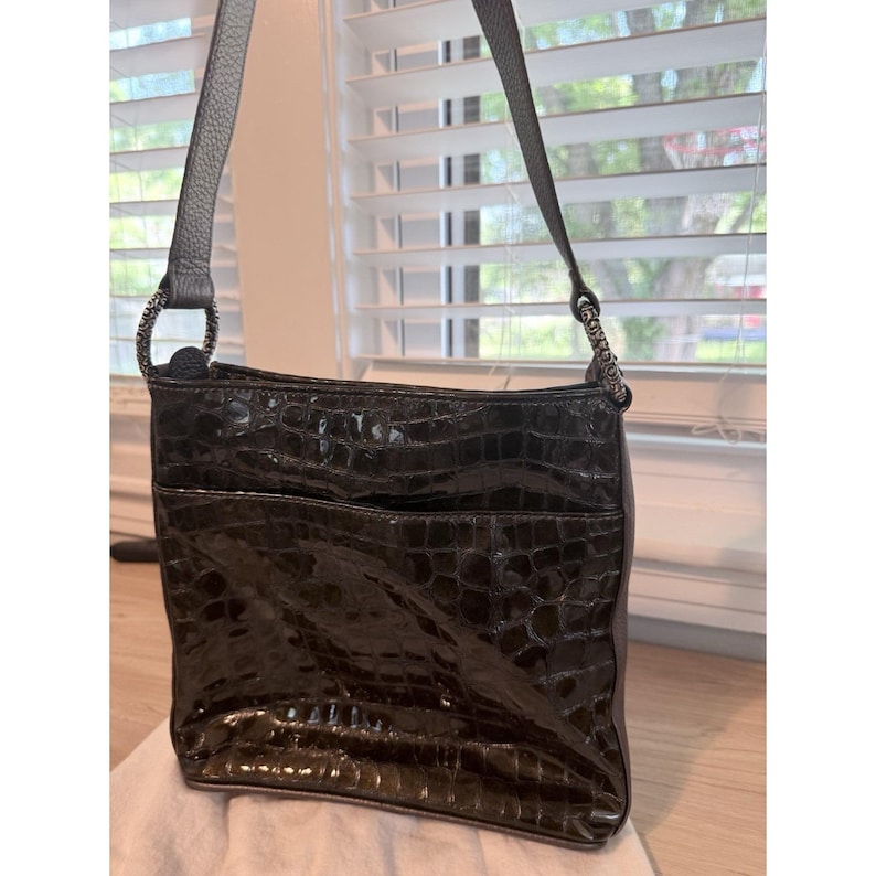 BRIGHTON Collection Sonny Brown Mock Croc Embossed Leather Shoulder Bag image 5