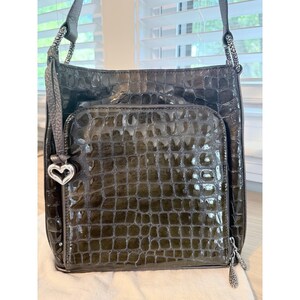 BRIGHTON Collection Sonny Brown Mock Croc Embossed Leather Shoulder Bag image 3