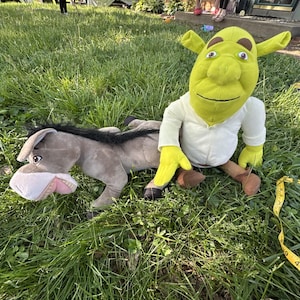 Shrek 2 Ogre Nanco 18&quot; & Donkey Plush 16&quot; Stuffed Toy Doll Figure DreamWorks
