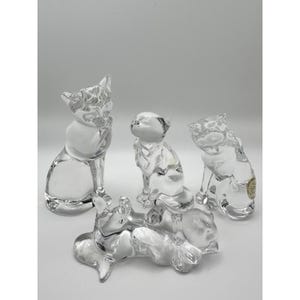 Vintage Lenox Kristall Bleiglas Mama Cat W 3 Verspielte Kätzchen